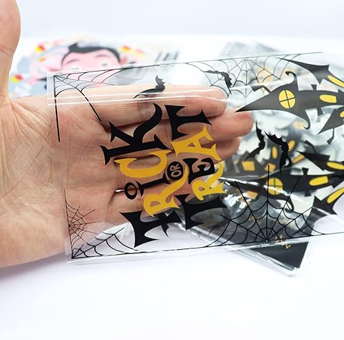 Miniatura 10 de VEYLIN 120 bolsas de celofán de Halloween, bolsas de dulces transparentes para dulce o dulce para suministros de fiesta de Halloween