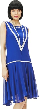 BABEYOND Chiffon Dress for Women Flapper Dresses 1920s Low Waist Vintage