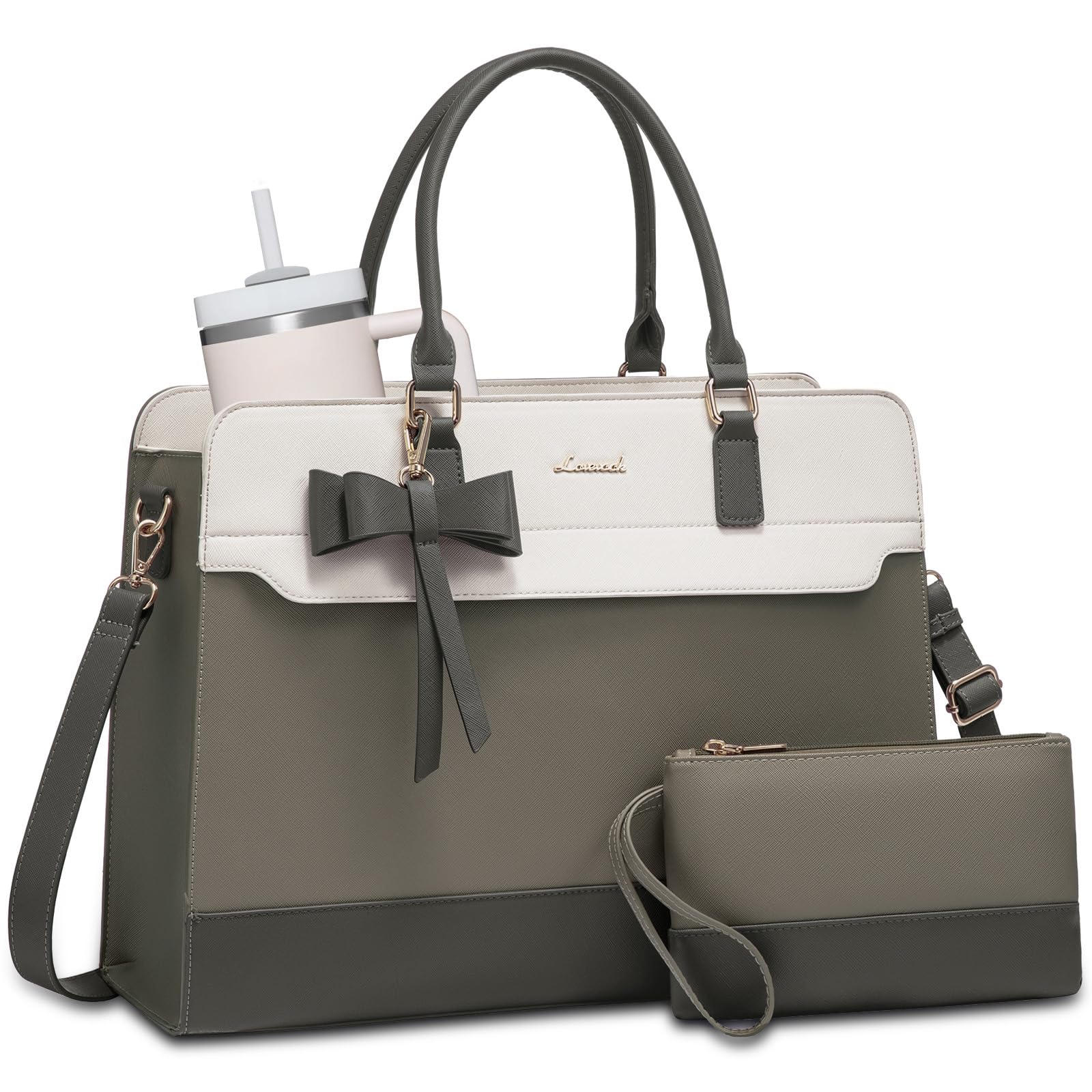 LOVEVOOK Laptop Tote Bag for Women,Leather Work Bag, Waterproof Business Teacher Bag,Large Computer Handbag Purse Briefcase,Office Gifts for Women