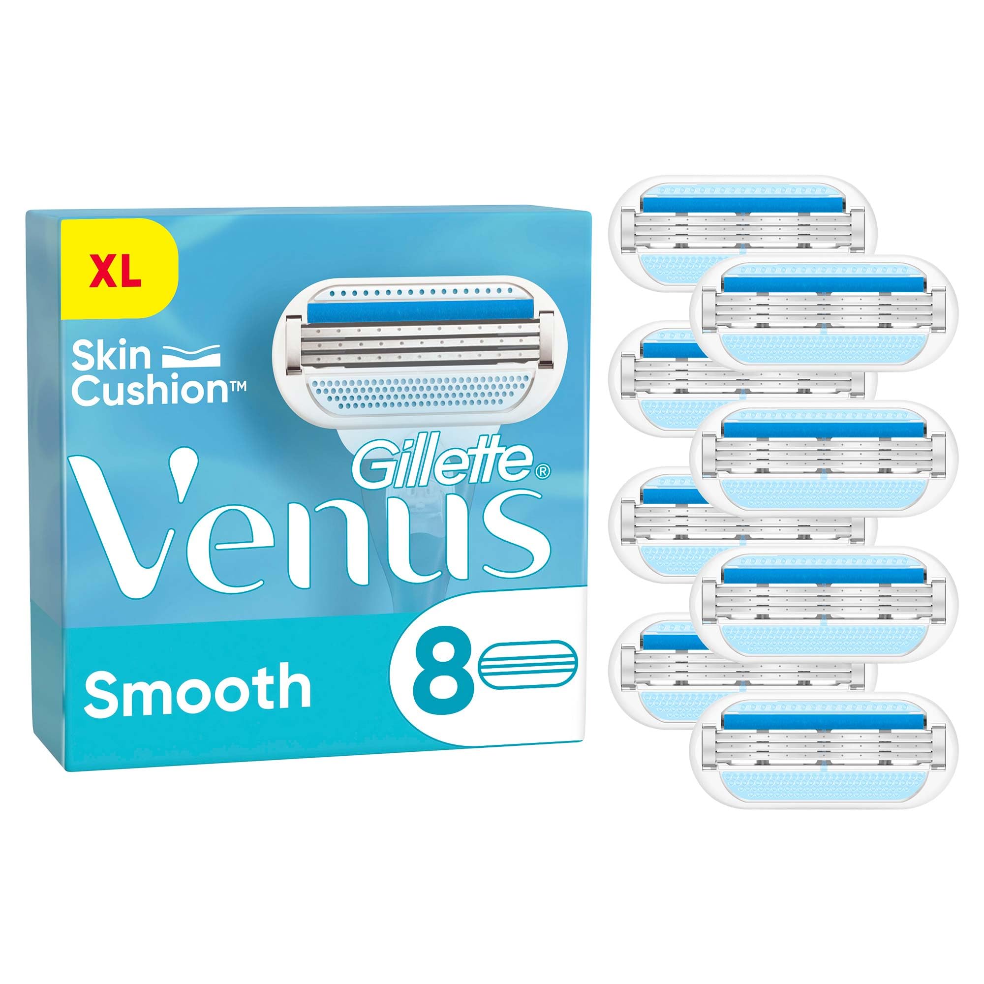 Gillette Venus Smooth Rasierklingen Damen mit Feuchtigkeitsstreifen für Hautschutz, 8 Ersatzklingen