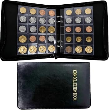 360 Pockets Zipper Coin Collection Album, Black