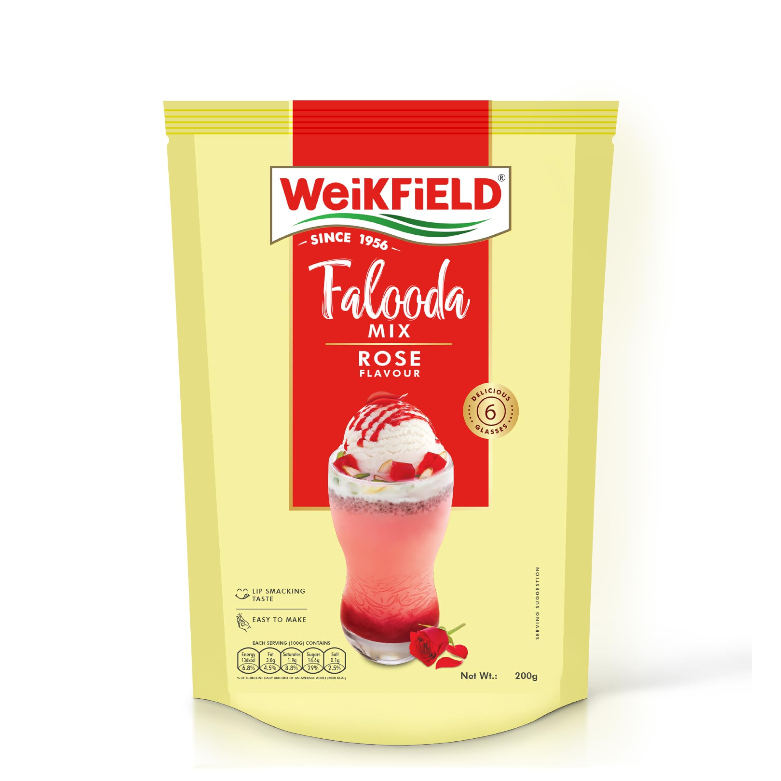 Weikfield Falooda Mix | Rose Mix | Rich, Smooth & Creamy Texture | Delicious & Refreshing Taste | Instant Falooda Mix | 200 g Pouch-image-29