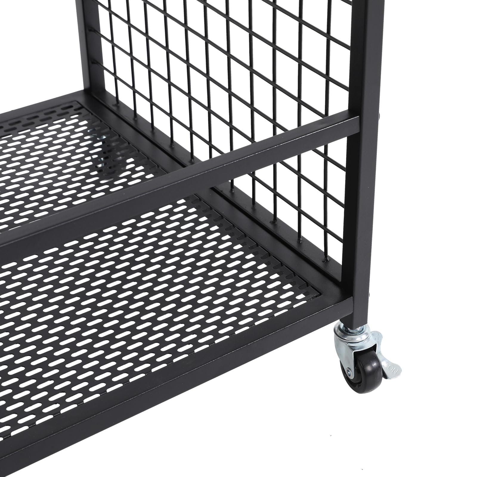 Golftaschen Golfschläger Organizer, Aufbewahrungsständer mit Halterung & Rollen für 2 Golftaschen & Golf-Zubehör, Golftaschenregal mit Haken & Korb