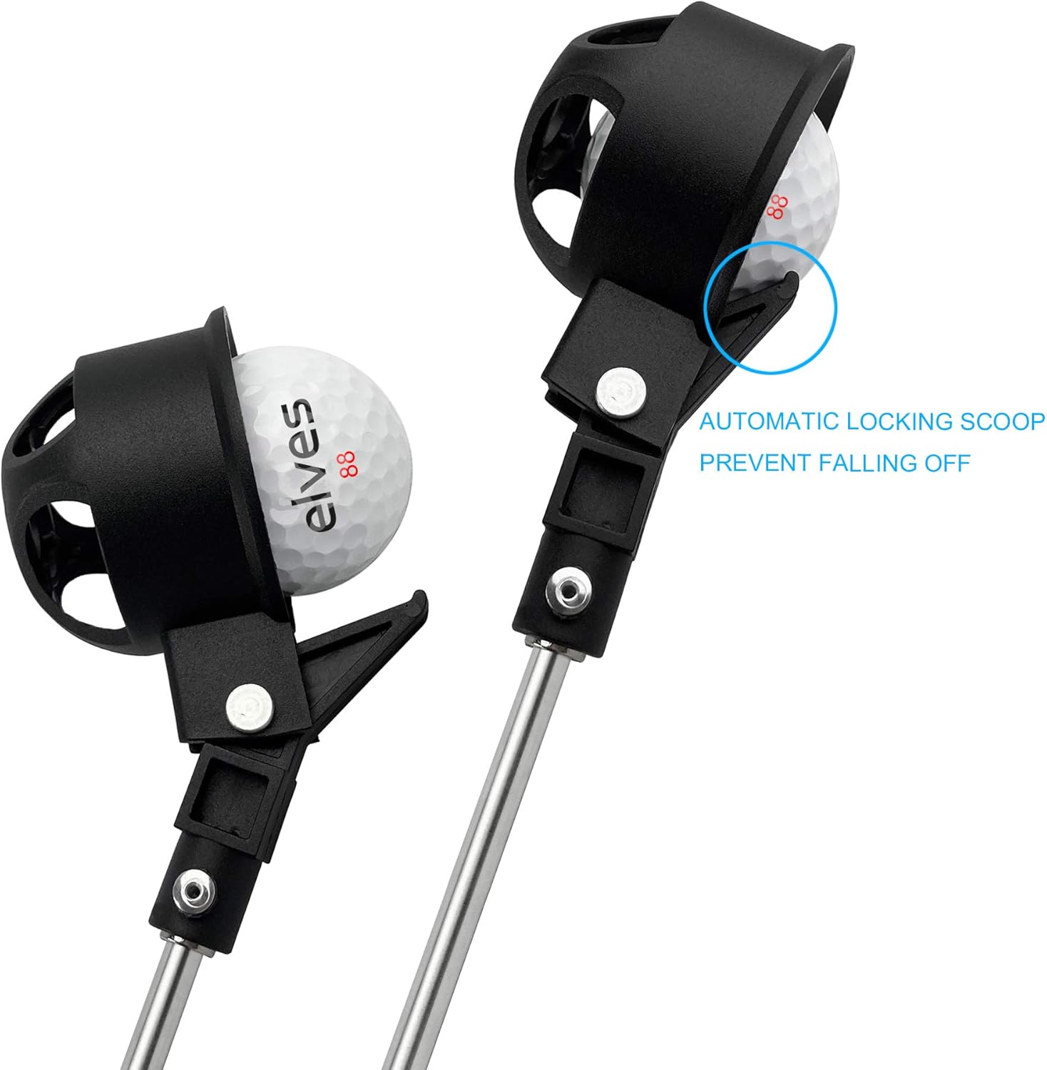 Review ELVES Golf Ball Retriever for Water,Telescopic Stainless Golf Ball Pick Up with Automatic