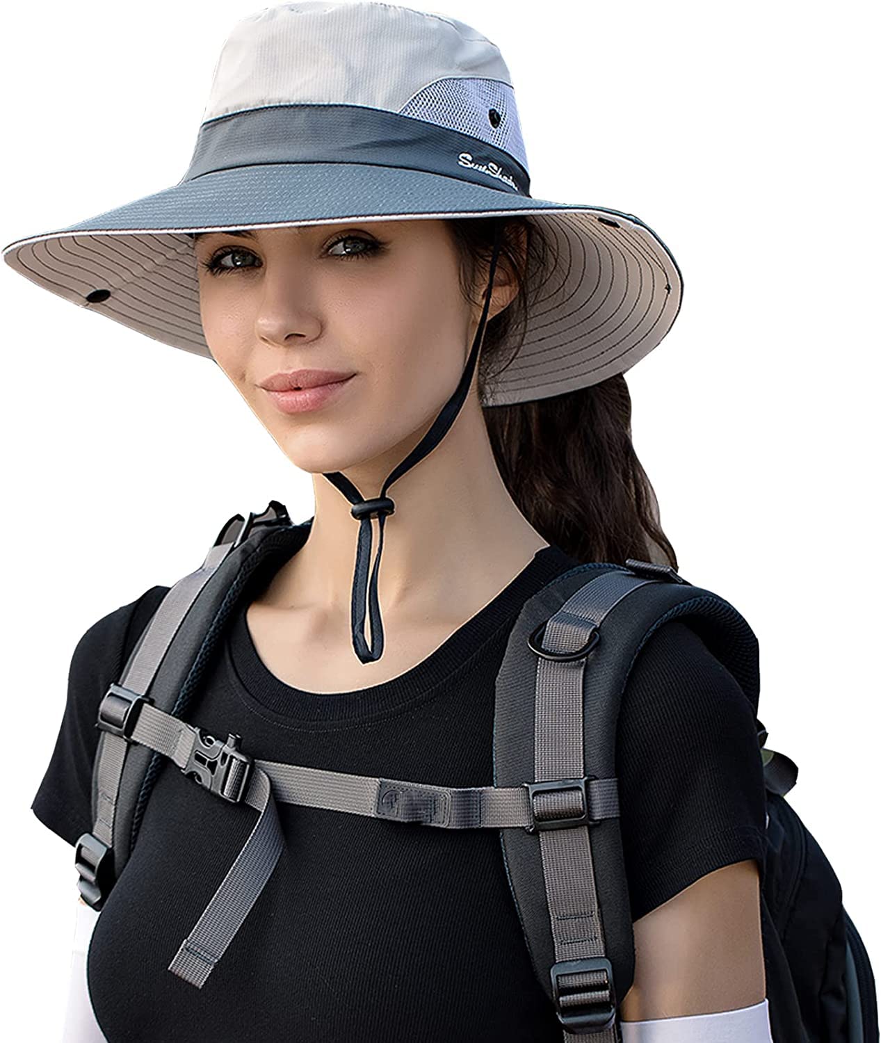 Uhky Sombrero de sol de verano para mujer, ala ancha, protección UV, plegable, para playa, senderismo