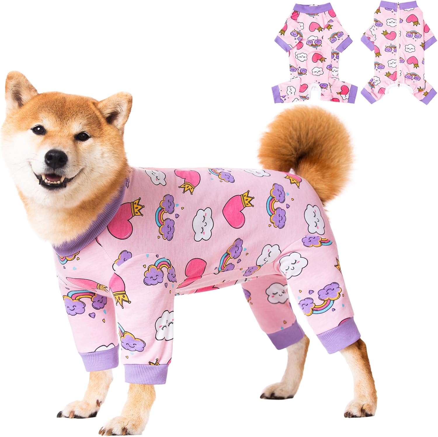 Dog Recovery Suit for Small Medium Large Dogs, Pet Onesie After Surgery Comfort Dog Bodysuit Anti Licking (Pink Heart,4XL)