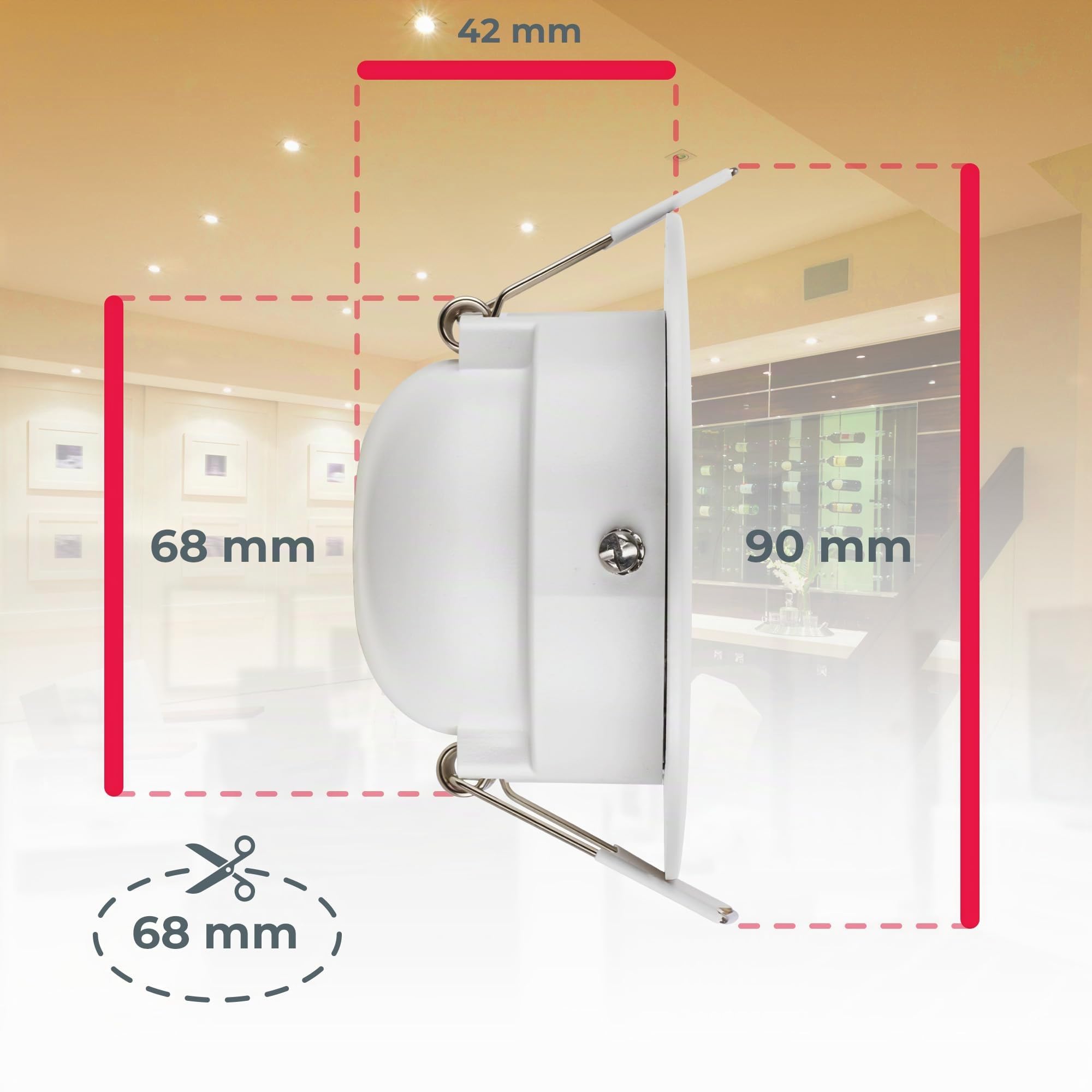 B.K.Licht - Set di 5 faretti LED da incasso 230V, orientabile per il bagno IP65, faretto da soffitto dimmerabile in continuo, faretti LED, faretti da soffitto, lampada da bagno, bianco, 90x42 mm (DxH)
