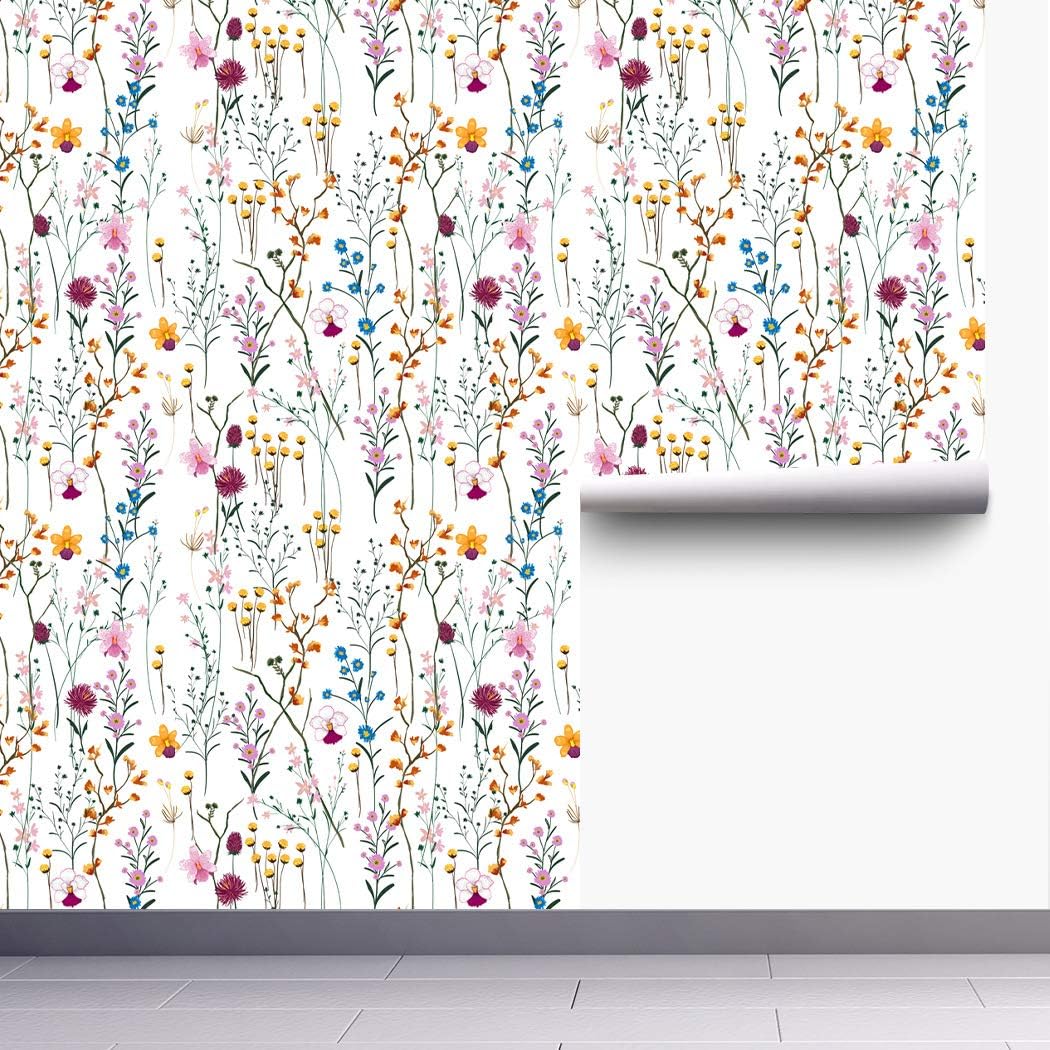Taogift Peel and Stick Vintage Bloemen Vogels Contact Papier Behang Zelfklevende Plank Lade Liner Dressoir Decor Sticker (Blauw, 40 x 290 cm