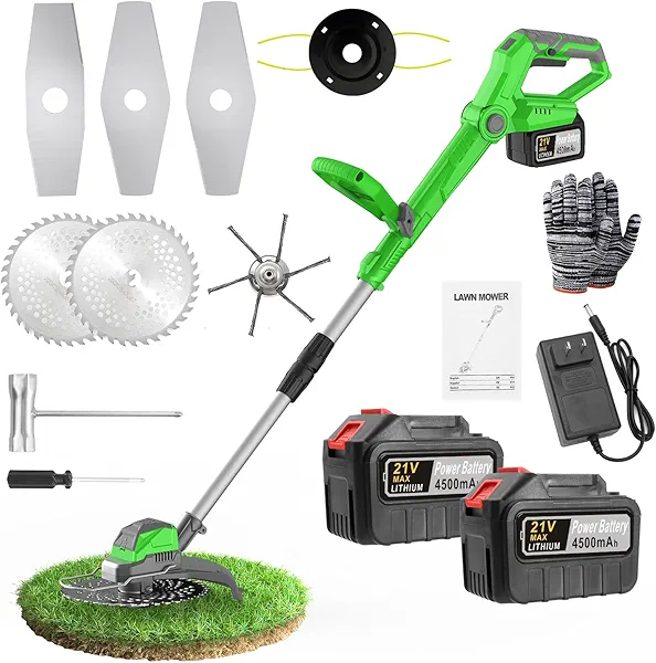 21V Electric Weed Wacker Cordless Weed Wacker with 2 x 4.5Ah Batteries, 960W Brushless Motor Weed Eater, 4-in-1 Multifunctional Grass Trimmer Lawn Tool Cordless Cutter Mower
