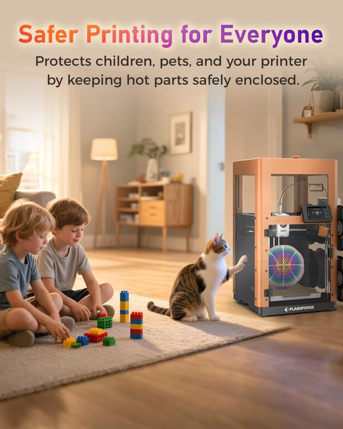 FLASHFORGE AD5X Enclosure Kit, DIY Colors & Style, Optimized Design, Reduced Noise and Odor, Suitable for High-Temperature Filament Printing