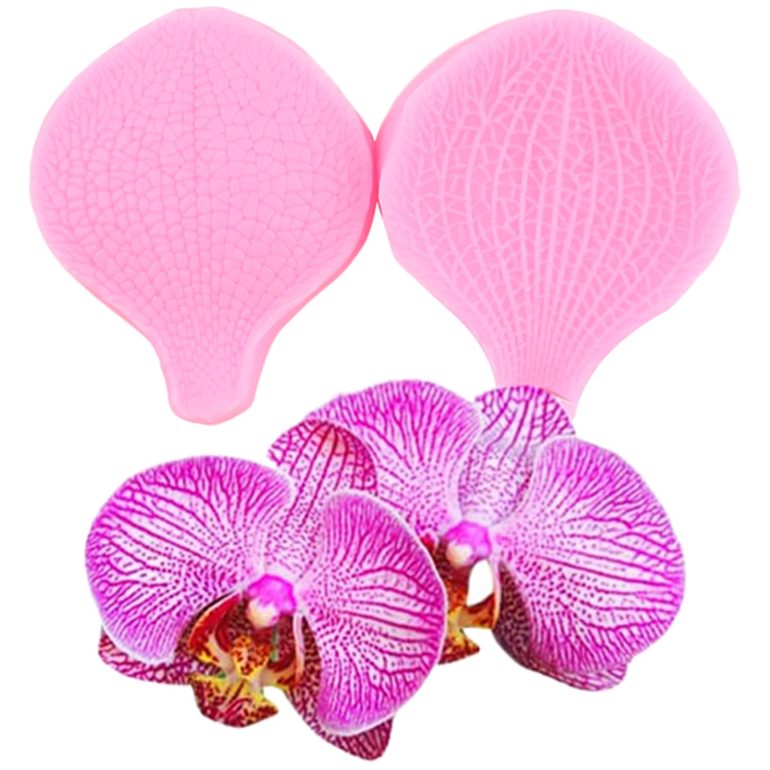 XMOLDNMS Gumpaste Flower Silicone Veining Mold Orchid Flower Fondant Mold For Cake Decorating Cupcake Topper Candy Chocolate Gum Paste Polymer Clay
