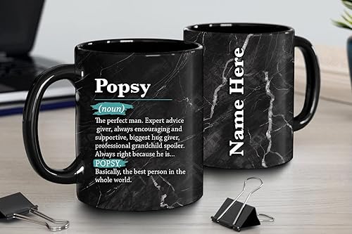 Miniatura 5 de PREZZY Taza personalizada con definición de popsy, regalo divertido para el Día del Padre para hombres de hija, hijo, niños, la mejor amapola del