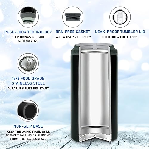 Miniatura 3 de Wassmin Vaso de bomberos para hombres, enfriador de latas 4 en 1 de acero inoxidable aislado de 16 onzas, taza de café con tapa para abuelo, papá,