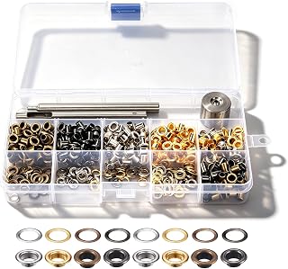 Changor 280 Sets 4mm Grommet Eyelet Kit, 4 Colors Metal Eyelets with 3 Piece Install Tool for Leather Fabric Canvas Shoe Bag Repair Clothing Accessories and DIY Craft