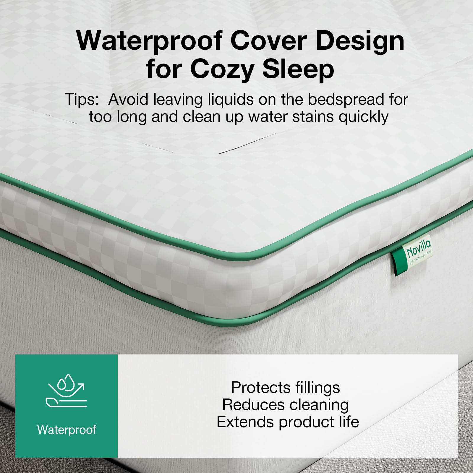 Novilla Queen Mattress Topper, Extra Thick Pillow Top Mattress Pad, Down Alternative Fill Breathable Cotton Cover, 8-21" Deep Pocket Soft Bed Topper for Back Pain Relief - 4