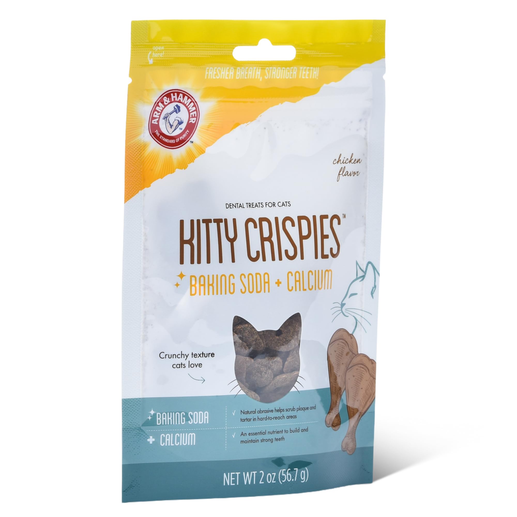 Arm & Hammer for Pets Kitty Crispies Dental Treats for Cats with Baking Soda and Calcium, Helps Fight Bad Breath, Plaque & Tartar without Brushing, Chicken Flavor Cat Treats, Small Size, 2 oz - image 2