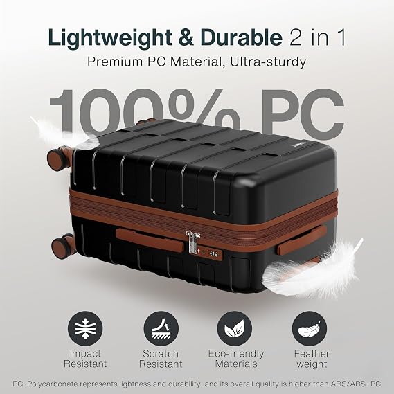 Vipbox Suitcase Sets 3 Piece Hardside PC Travel Suitcase with Wheels, Black | Lightweight Polycarbonate, Ultra-Lasting Expandable Trolley, Hand Luggage, Travel Suitcase with Wheels and TSA Lock