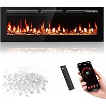 Manastin 60 Inch WiFi Electric Fireplace Recessed Mounted Alexa Google