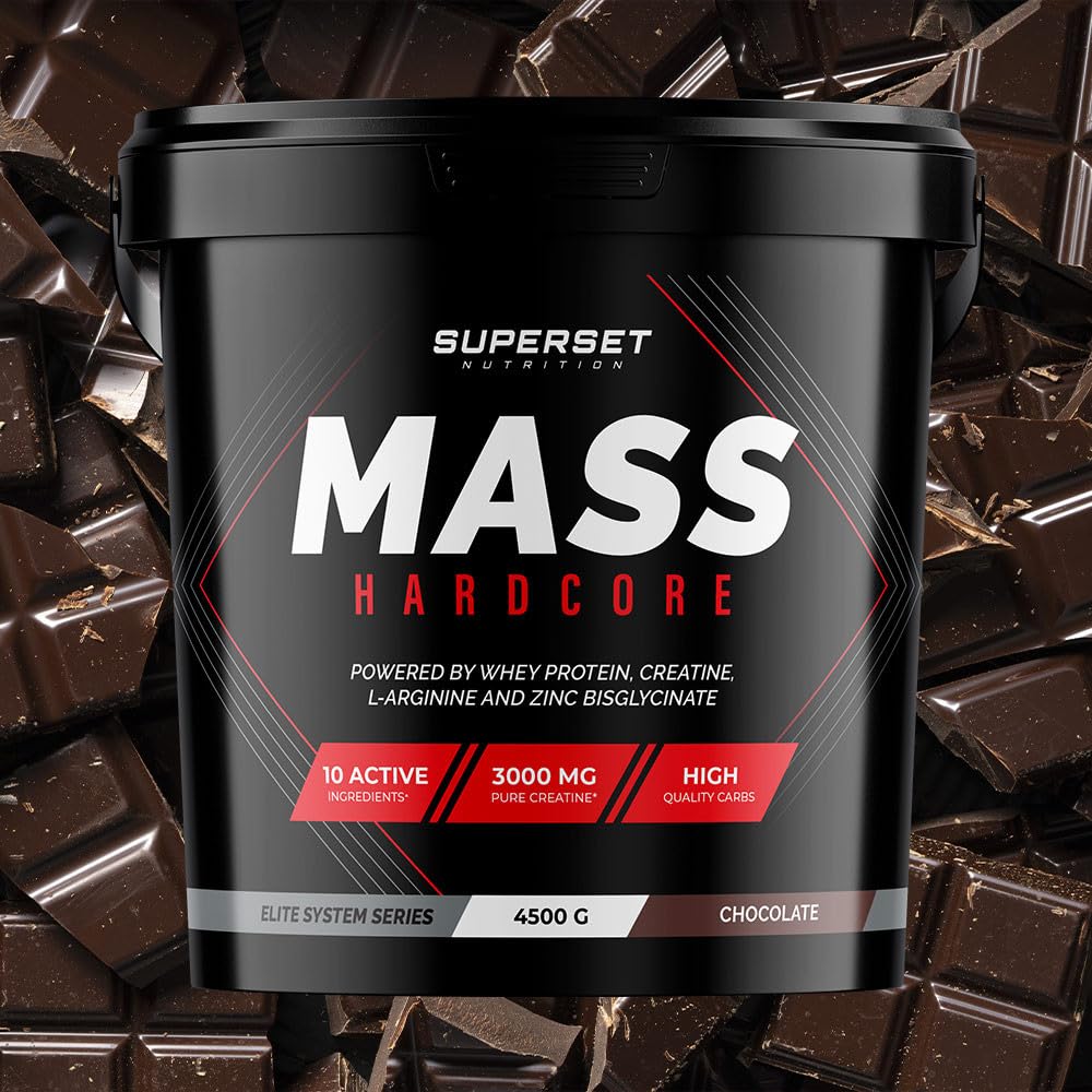 Superset Nutrition | Mass Hardcore (4,5kg) | Gainers | Gainer enrichi en whey + créatine - Chocolat