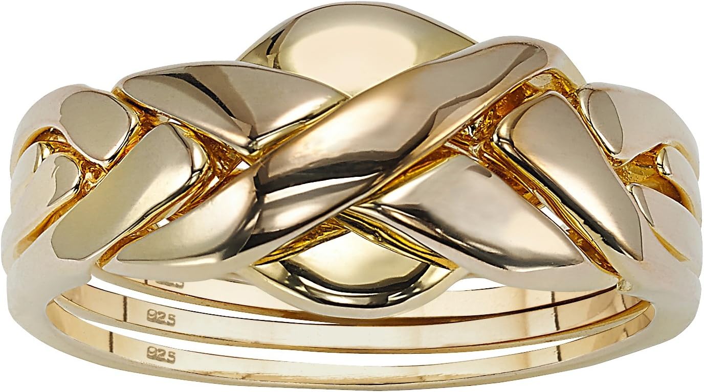 18k Gold over .925 Sterling Silver Puzzle Ring