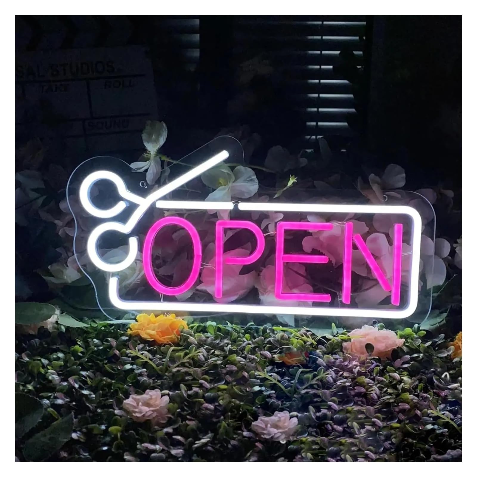 XENITE Hanging Art Neon Signs Open Barbershop Neon Signs Scissors Shape LED Lights USB Powered Logo Hanging Bedroom Art Wall Decor for Barber Shop Store Salon 40X20cm