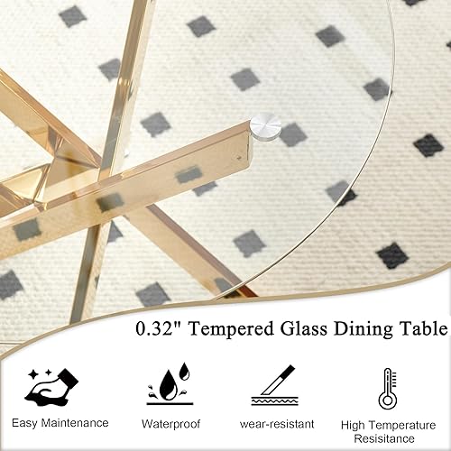 Miniatura 99 de Mesa de comedor de cristal de 51 pulgadas para 4, mesa de comedor rectangular contemporánea con parte superior de vidrio templado y patas de acero