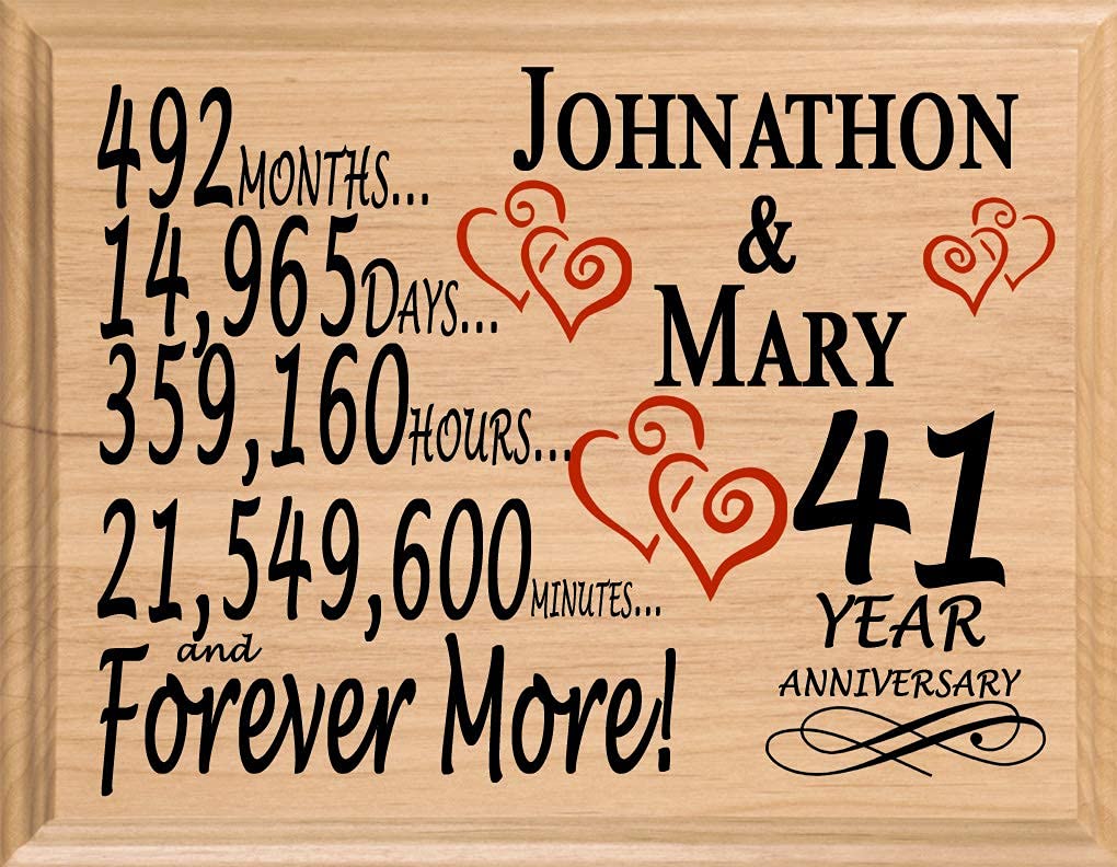 41st Anniversary Sign Gift Personalized Names (Broad Bay)