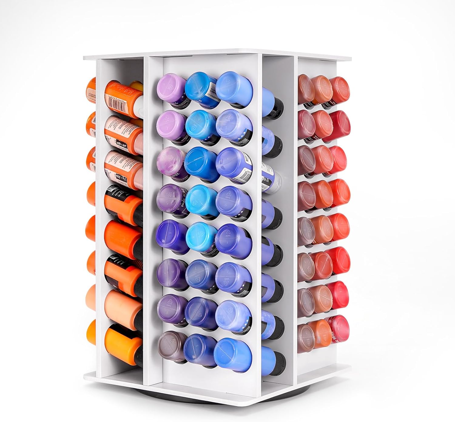 Krafetto Rotating 96 Holes Acrylic Paint Holder Organizer Rack, Craft 2oz Paint Bottle Storage, Large Capacity 360° Rotating Acrylic Paints Holder for 2 oz Paints