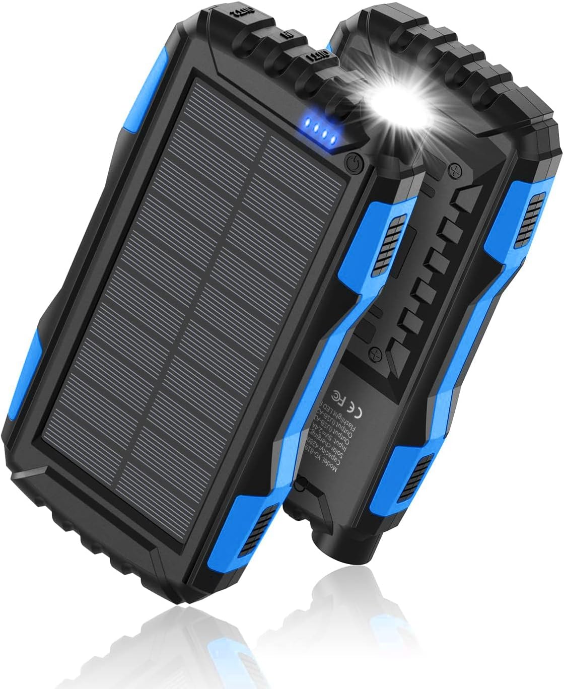 Power-Bank-Solar-Charger - 42800mAh Portable Charger,Solar Power Bank,External Battery Pack 5V3.1A Qc 3.0 Fast Charger Built-in Super Bright Flashlight (Blue)