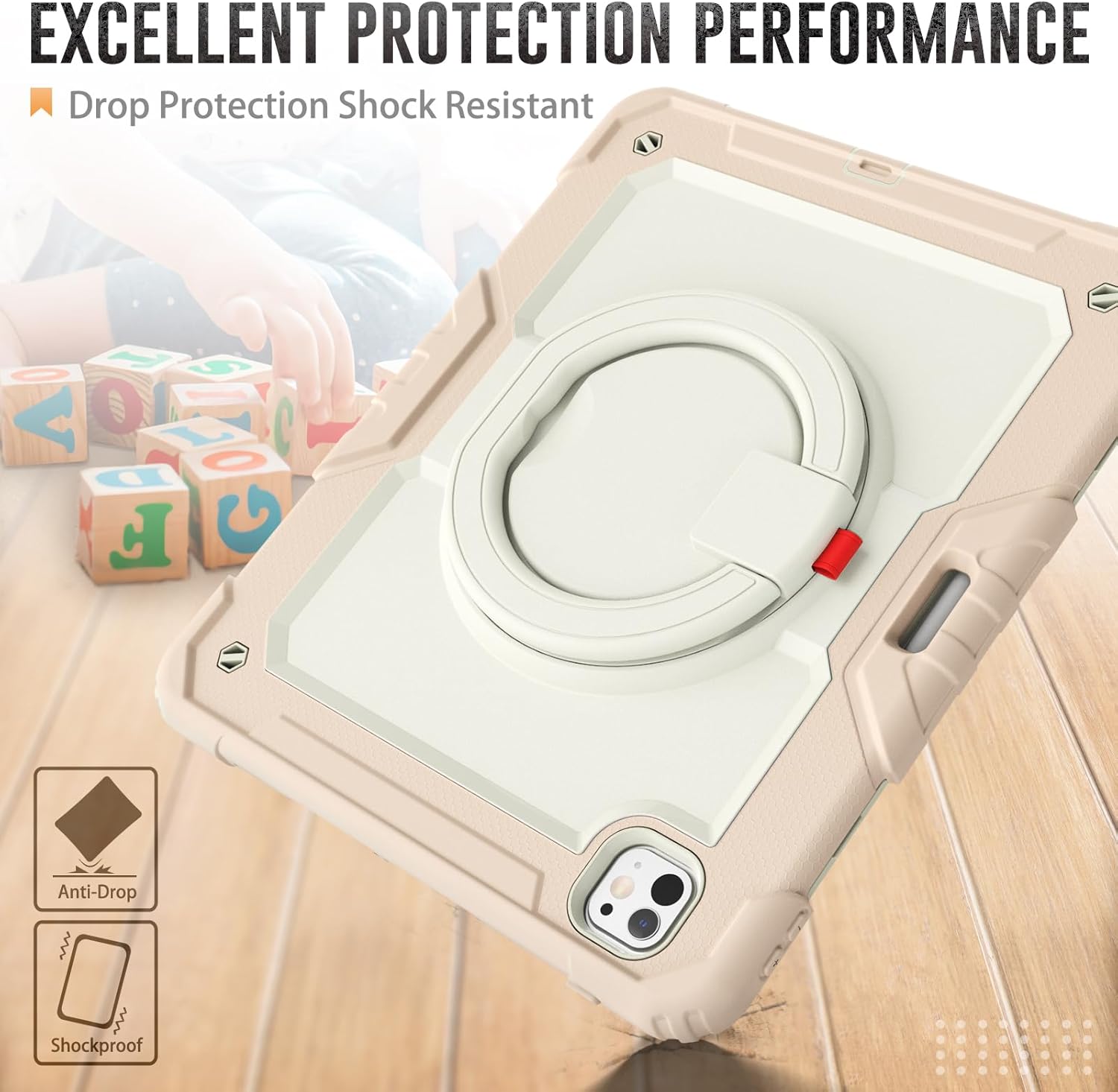 SCSVPN Case for iPad Pro 13 inch M5 2025/M4 2024 with Screen Protector - Pencil Holder - 360° Rotating Stand/Handle - Shoulder Strap, Full Body Shockproof Protective Silicone Kids Cover (Rose Gold)
