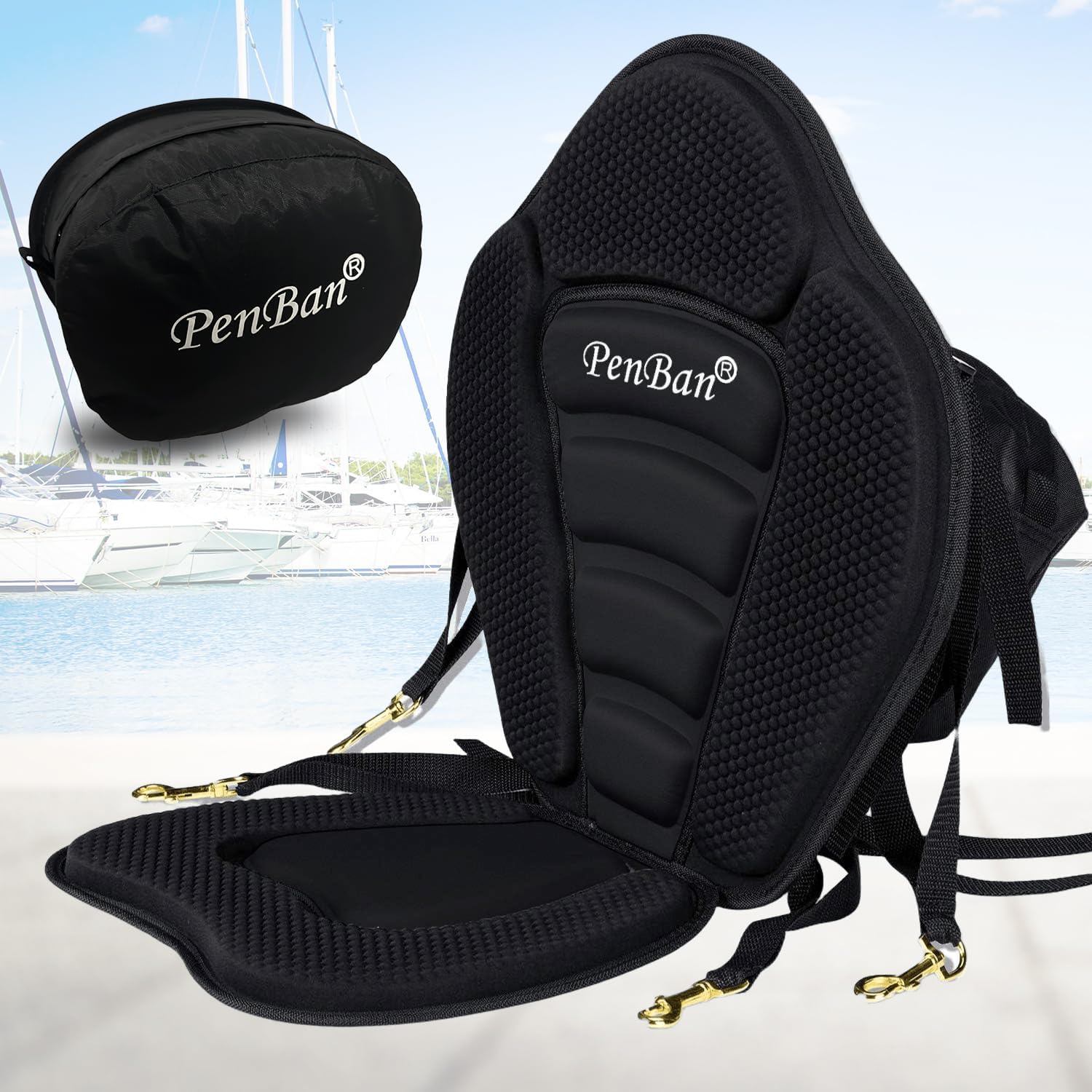 Universal Deluxe Kayak Seat Cushion with Storage Bag for Kayak