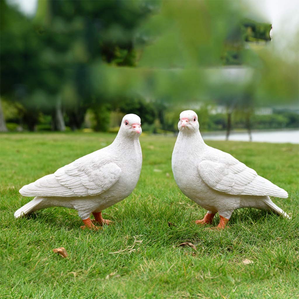 MNUvxzaewf Garden Statues Outdoor Decor Balcony Figurine Pigeon Lawn Animal Statue Bird(White,30cm*2)