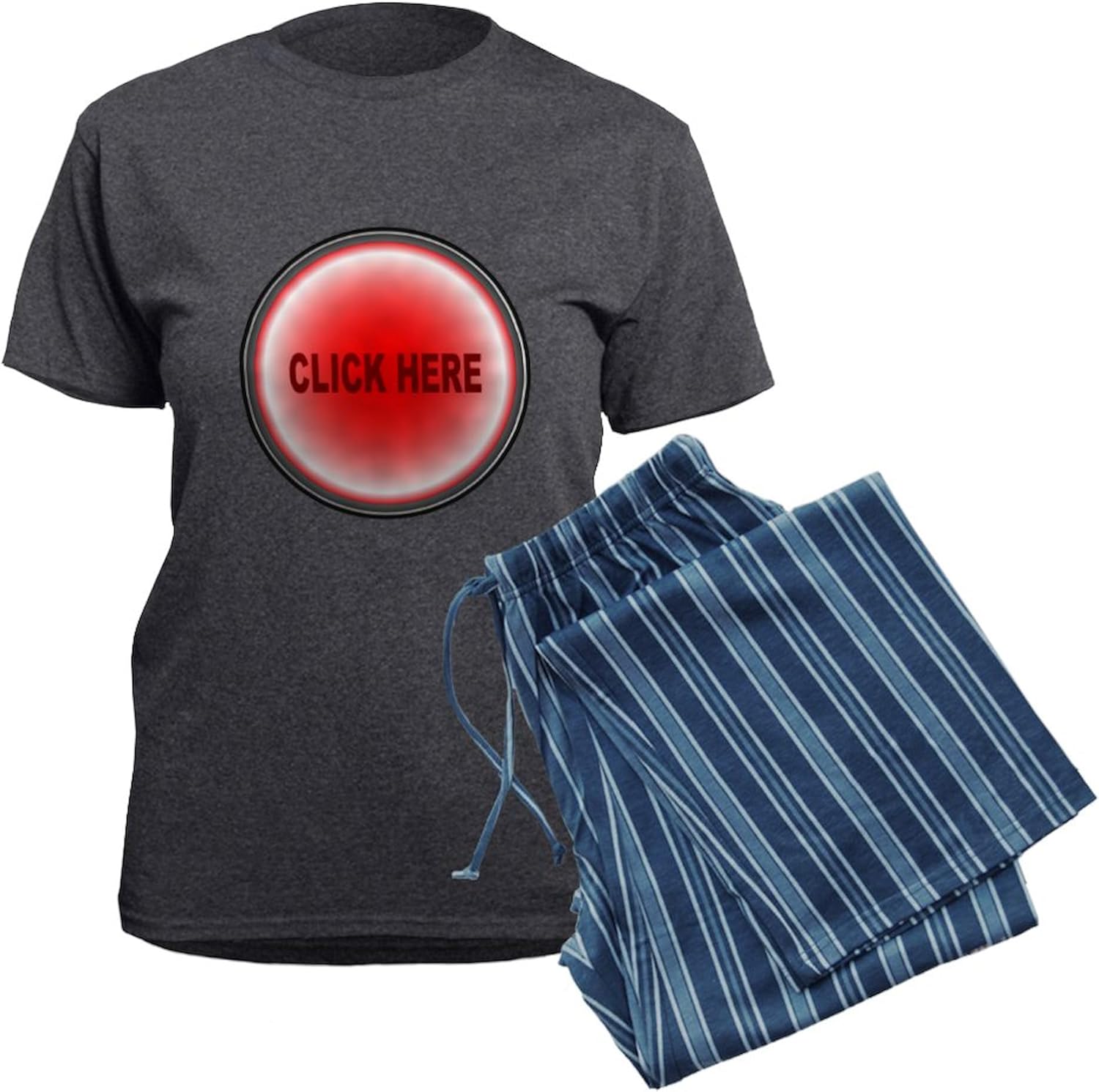 CafePress Click Here Women's Charcoal Novelty Pajama Set