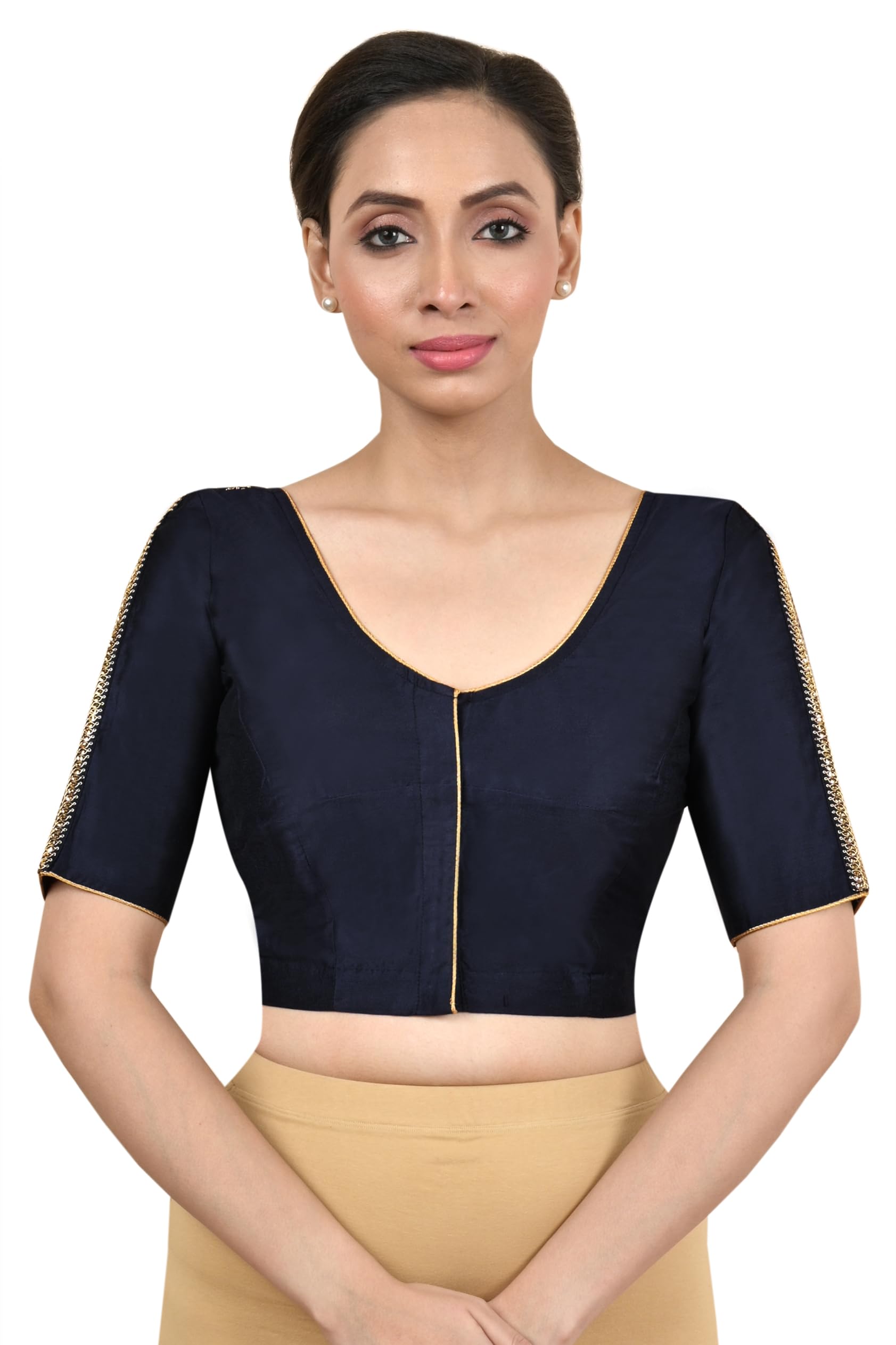 rene Casual Round Neck Maroon Women Jacquard Half Sleeve Blouse(D-1005667@@P)-picture-37