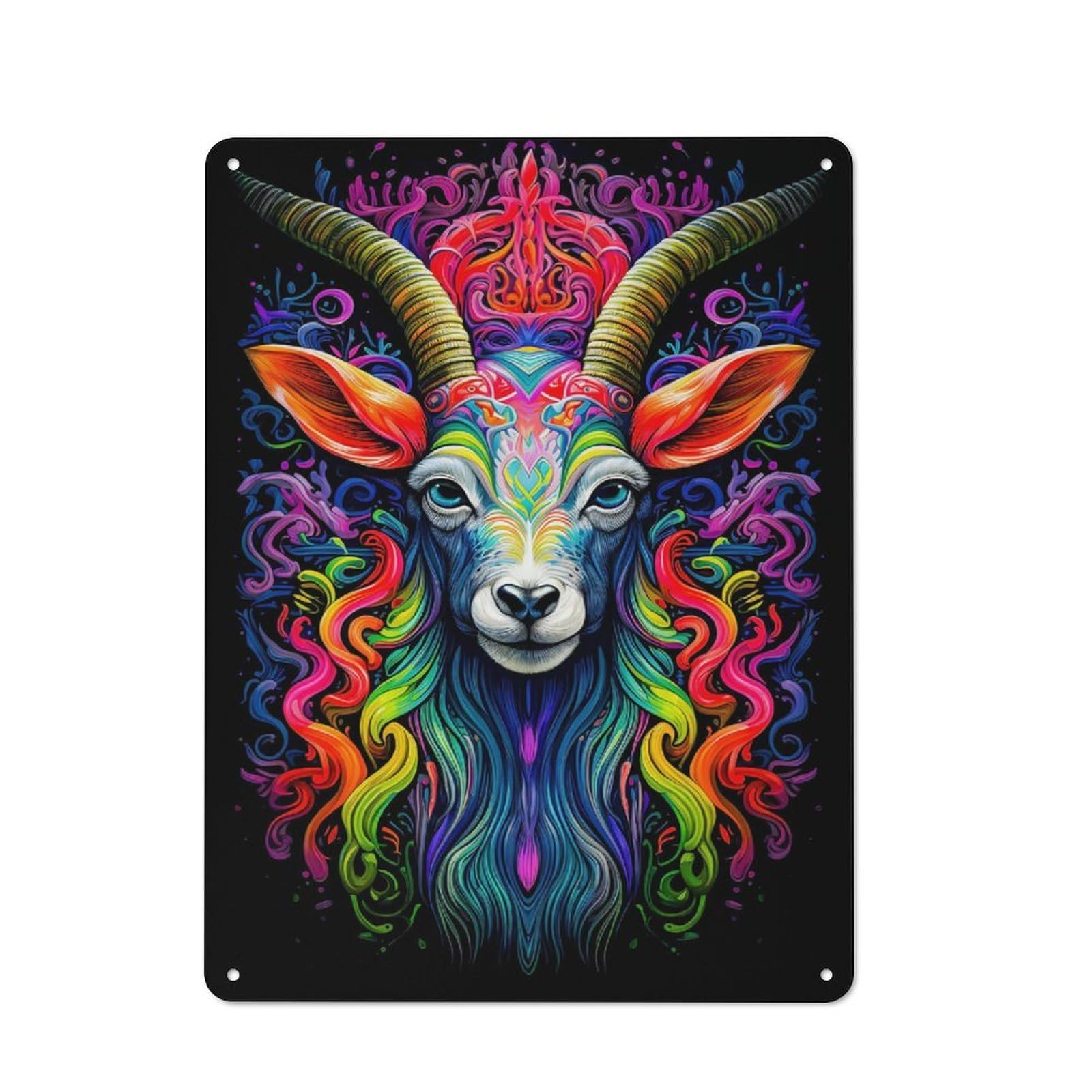 Junmoney Goat Neon Vintage Tin Sign 40X30cm With For Bar Or Restaurant, For Kitchen, Dining Room And Home Bar Wall Decor