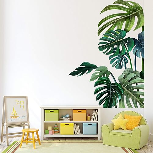 Miniatura 6 de Pegatinas de pared de hojas verdes grandes hojas tropicales hojas de ventana calcomanías murales de pared arte decorativo para niños sala de estar