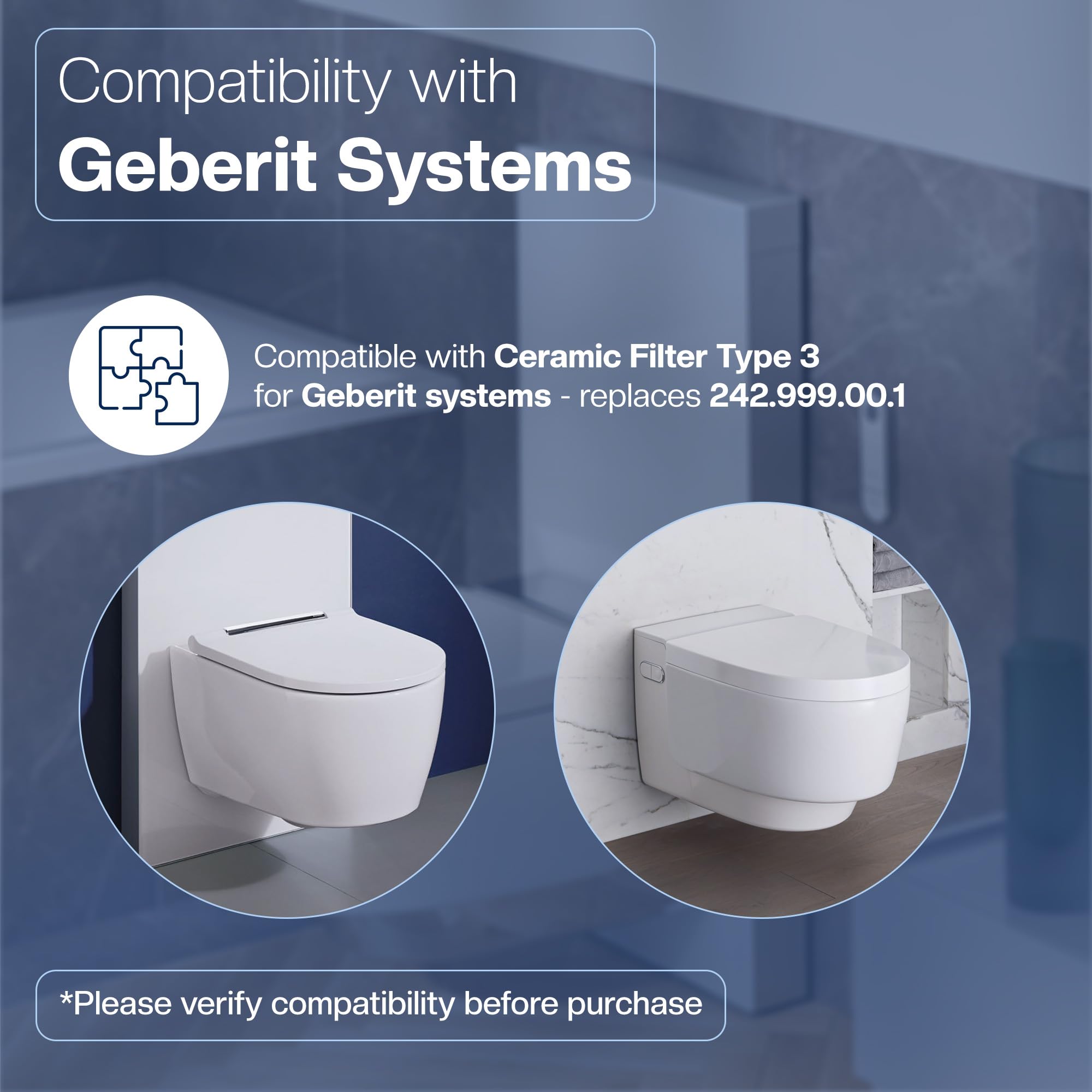 2 Filtri Ceramici Tipo 3 per Geberit AquaClean e DuoFresh – sostituisce 147.072.00.1 – Struttura a Nido d'Ape – per Mera e Tuma