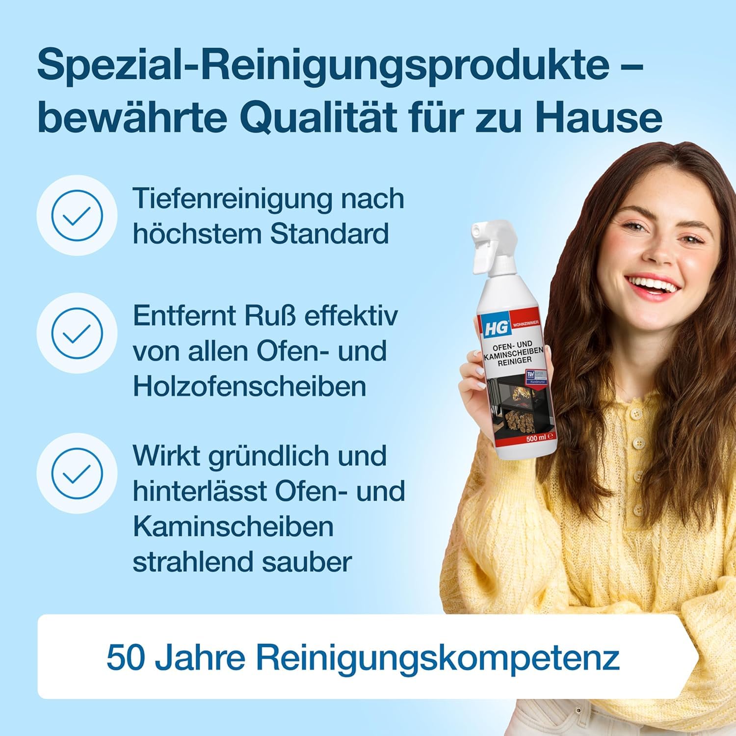 HG Ofen- und Kaminscheiben-Reiniger – Spezialreiniger gegen Ruß & Rauchbelag – 6er Set