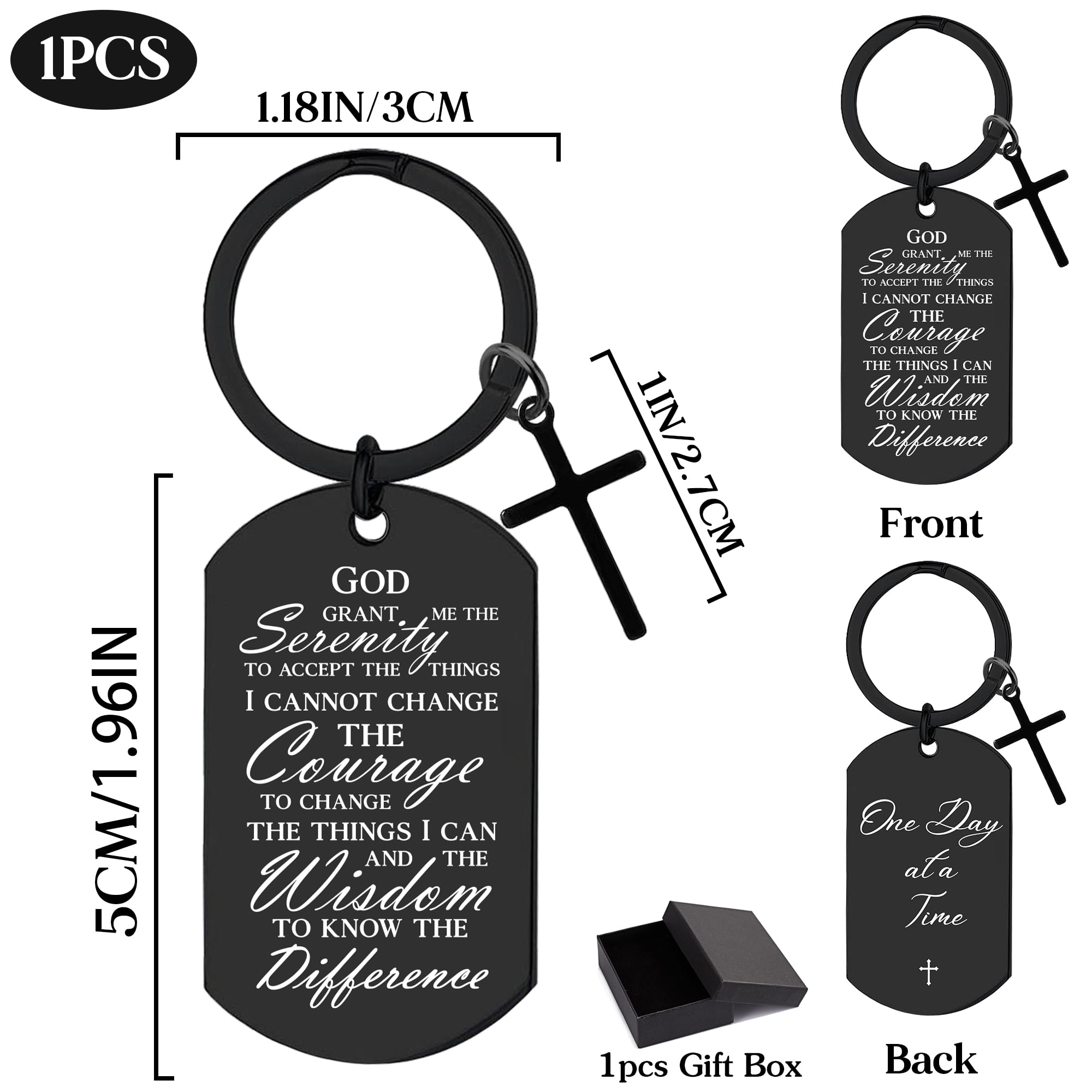 Serenity Prayer Gifts for Women Men - 1 Year Sober Bible Verse Keychain, Inspirational Sobriety Christian AA Recovery Gift