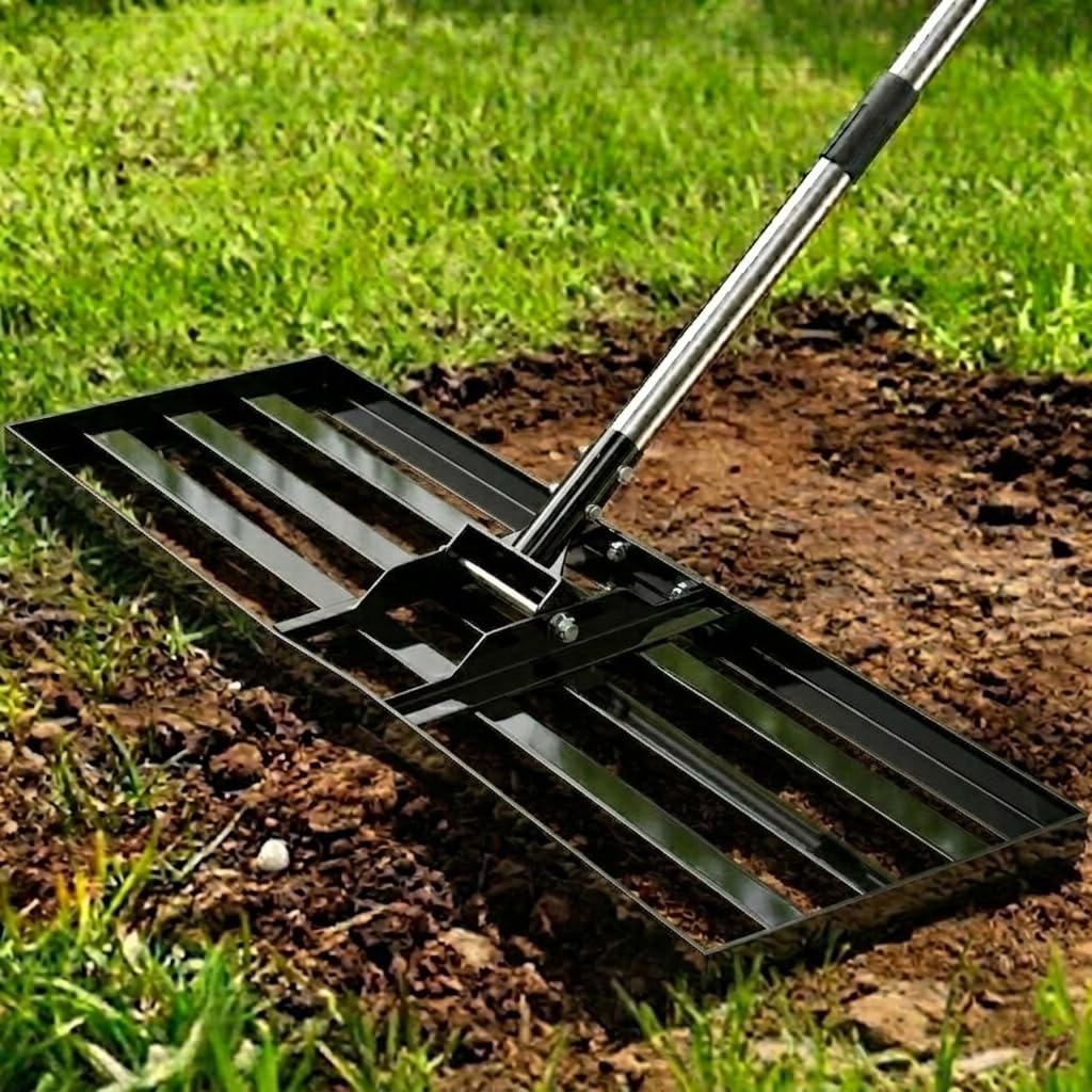 Photo 1 of 30x10 inch Lawn Leveling Rake, Yumatum 72" Effort Saving Lawn Leveler Tool, Stainless Steel Handle Lawn Leveler for Golf Course Yard Pasture Garden, Professional Lawn Care Landscape Rake