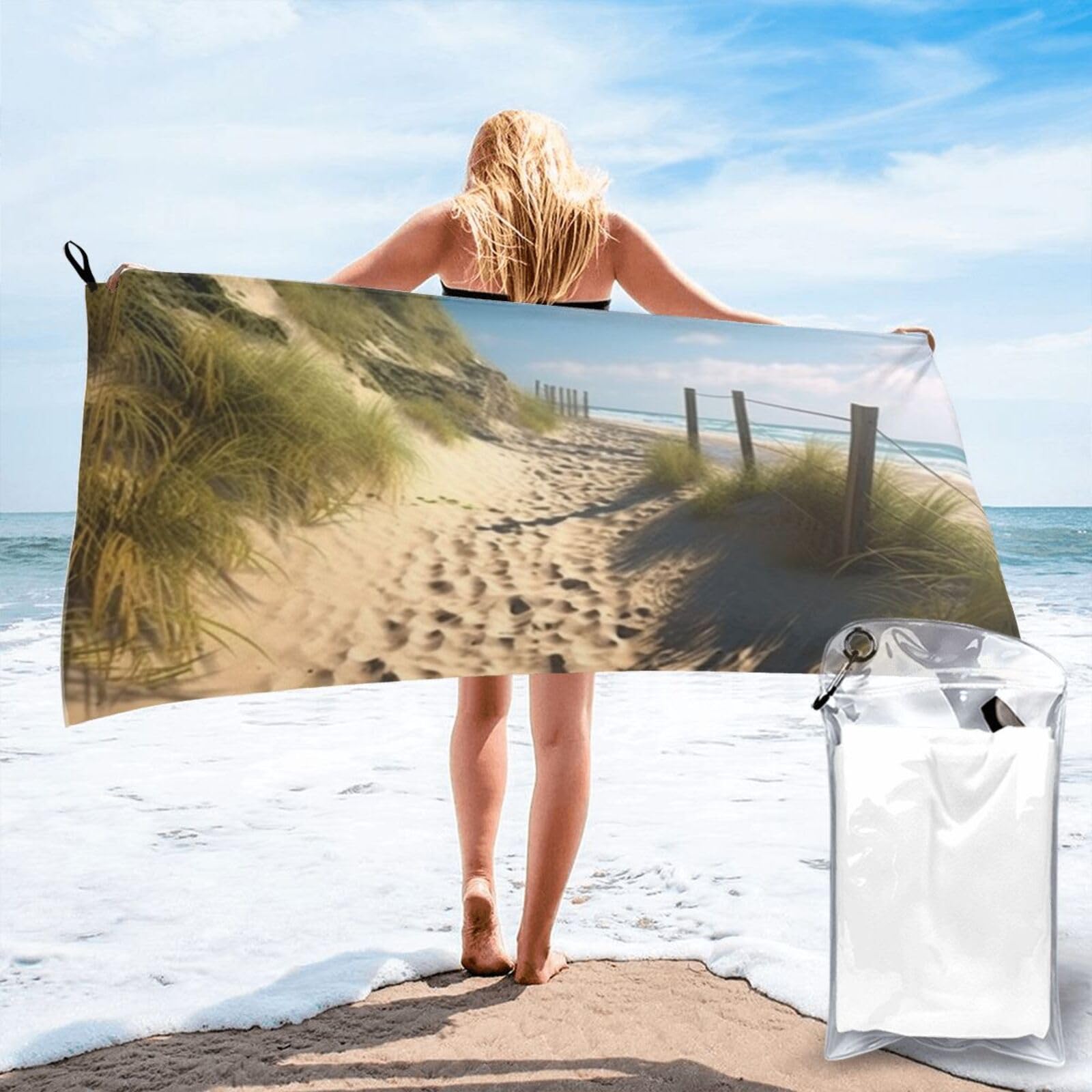 DWVTSLH Microfiber Sand Free Beach Towel 27.5"x55", Quick Dry Absorbent Travel Towel Large Camping Blanket, Beach Themed Bath Towels Lightweight Pool Swim Towels for Vacation Essentials