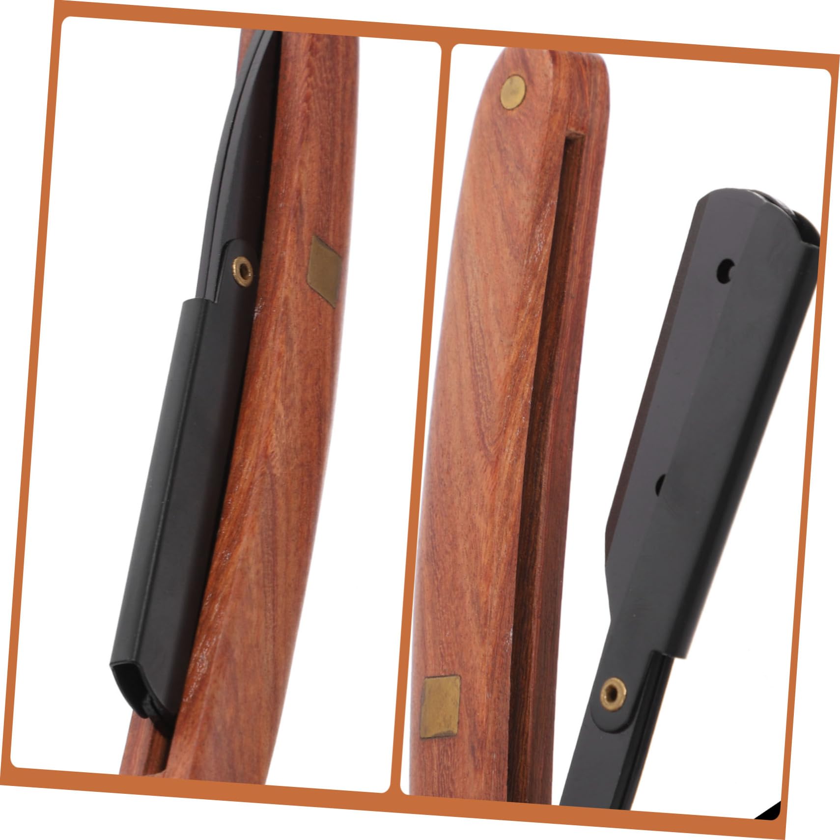 IWOWHERO Wooden Handle Barber Steel Razors Face Razor for Men Replacement for Travel