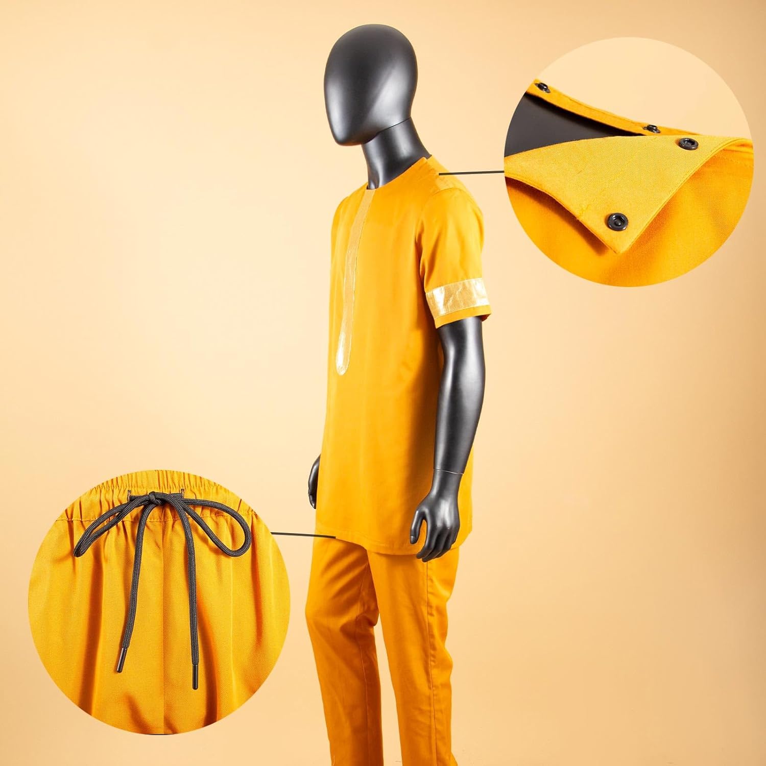 African Suits for Men Embroidery Short Sleeve Shirts and Pants 2 Piece Set Plus Size Casual Tracksuit - Image 3