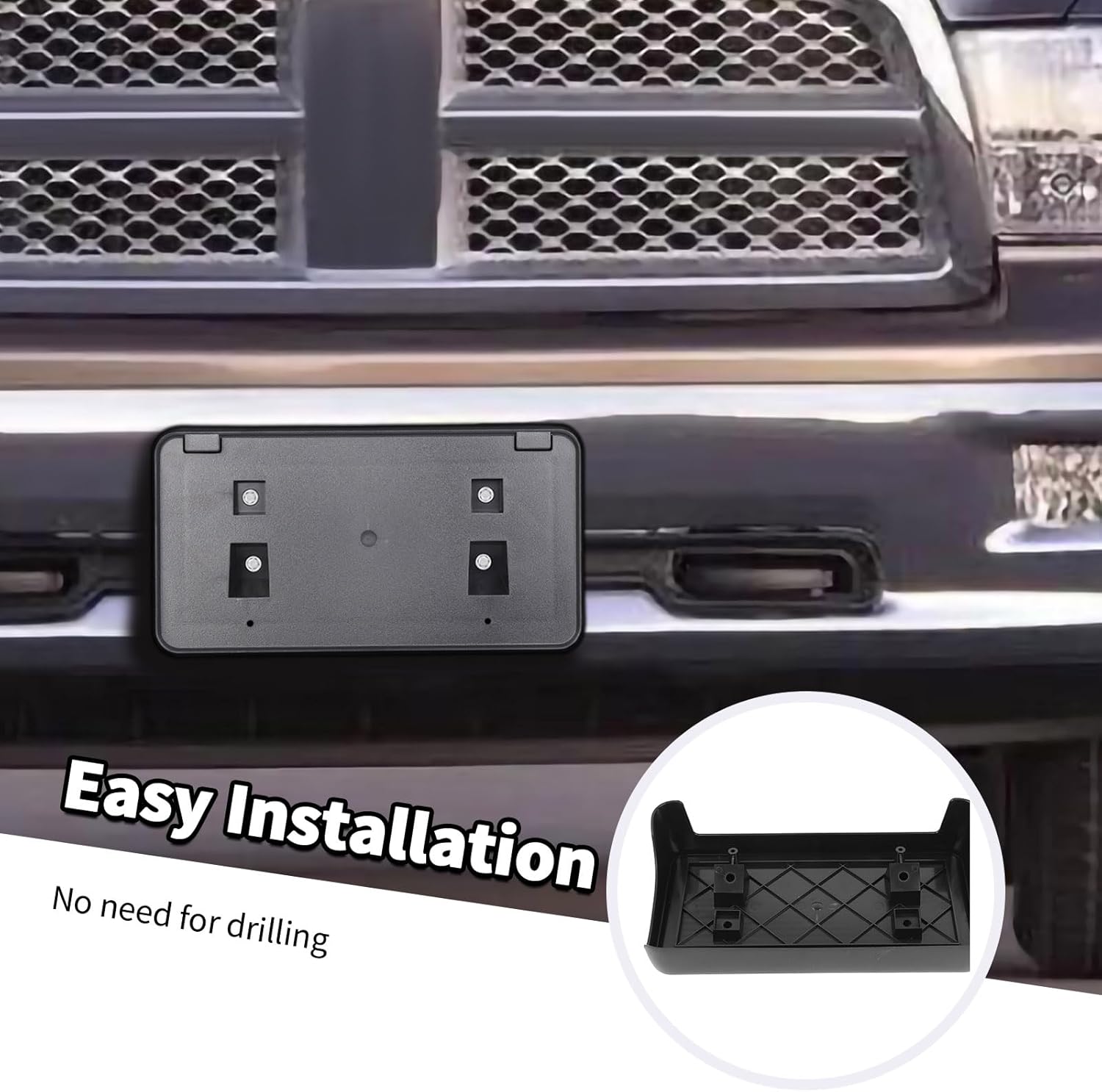 Jimen for Ram License Holder, Front Plate Tag Mount Frame Bracket Fit for Dodge Ram 2002-2009 - Image 6