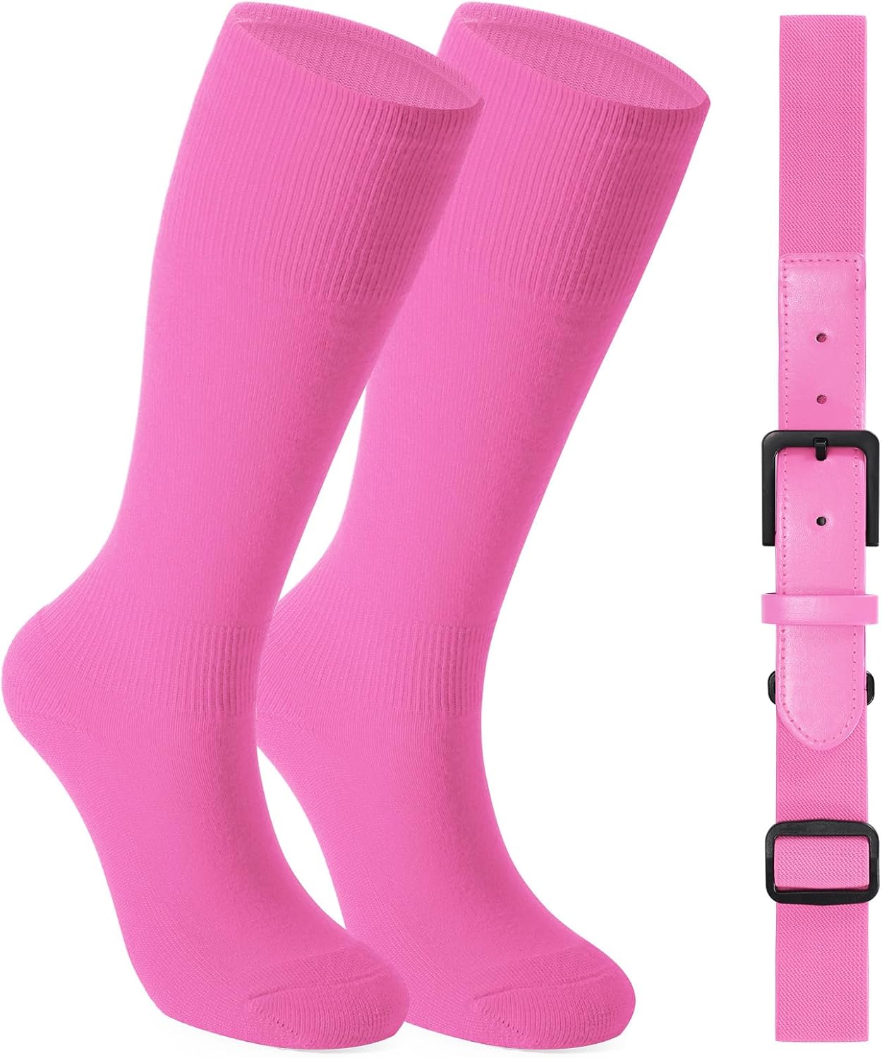 WERFORU Baseball Socks and Non-Metal Nickel-Free Belt-Adjustable Belt with Non-allergic Plastic Buckle Softball Socks for kid