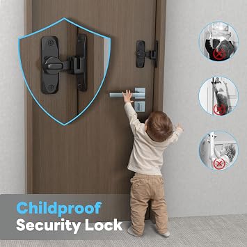 Sliding Barn Door Lock, 90/180 Degree Door Latch, Black 1 PC