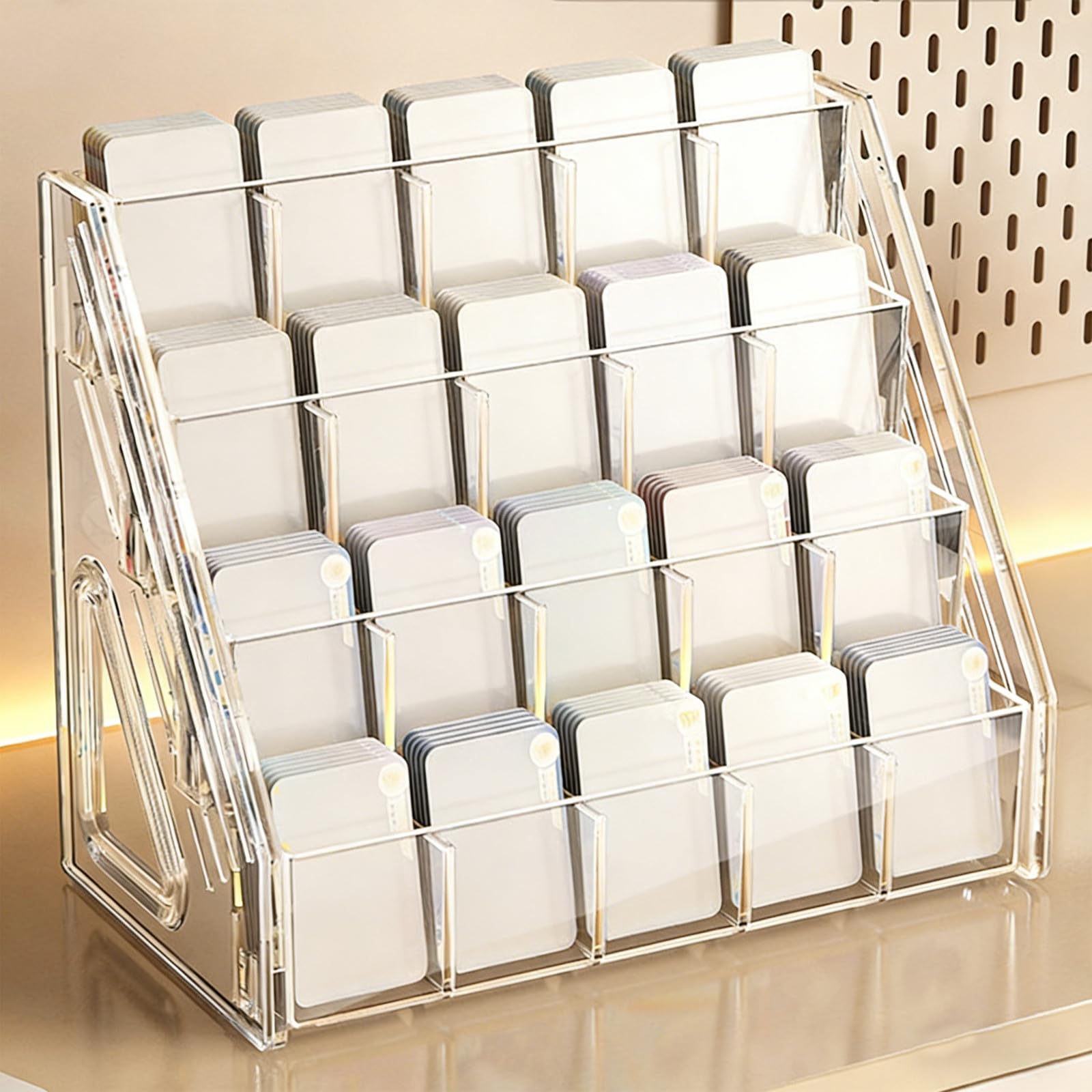 VALICLUD Soporte de Cartas de Mesa de Acrílico Transparente 5 Niveles para Organización Escalonada y Mantenimiento sin Esfuerzo en Espacios de Hogar y Comercio