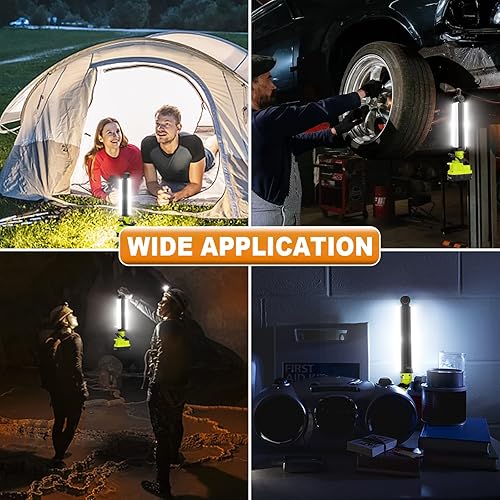 Miniatura 7 de YEX-BUR Luz de trabajo LED de 30W 2400LM para Ryobi 18V ONE + batería NiCd NiMh de iones de litio con clip en luz plegable al aire libre con puerto