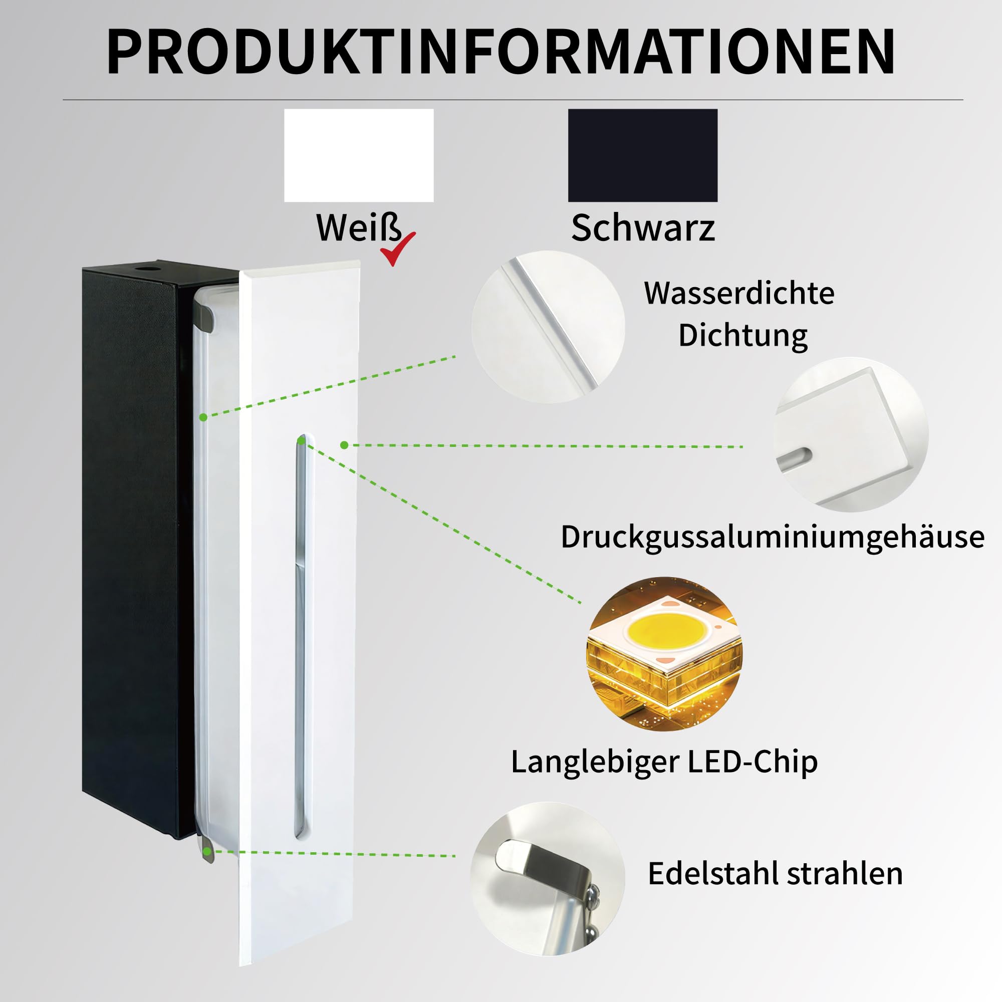 2Stk. LED Einbauleuchte für Treppenleuchte 3W, IP65 Wasserdichte Treppenbeleuchtung Treppen Licht Stair Lights, Wandeinbauleuchte Treppestufen Spots Beleuchtung Stufenleuchten (Weiß)