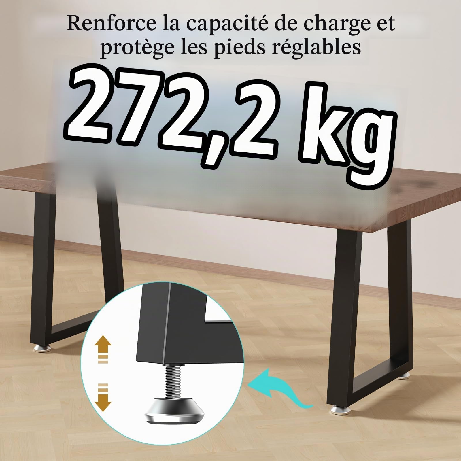 Pieds de Meubles en Métal de Type T,30x40x7cm,Noir,2 Pack